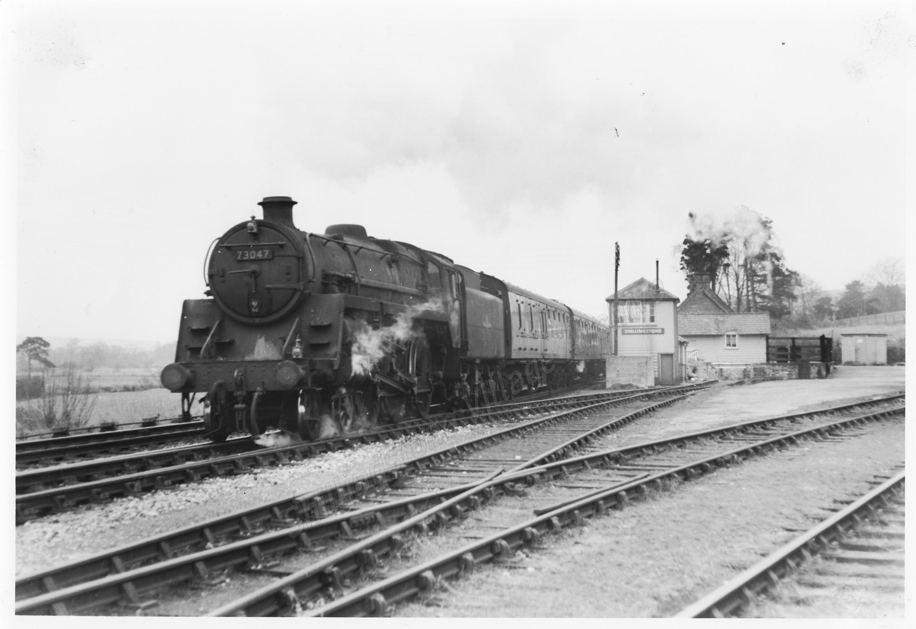 c. 1955: Passenger Train bound for Templecombe pulled by Standard Class 5 Engine #73047 